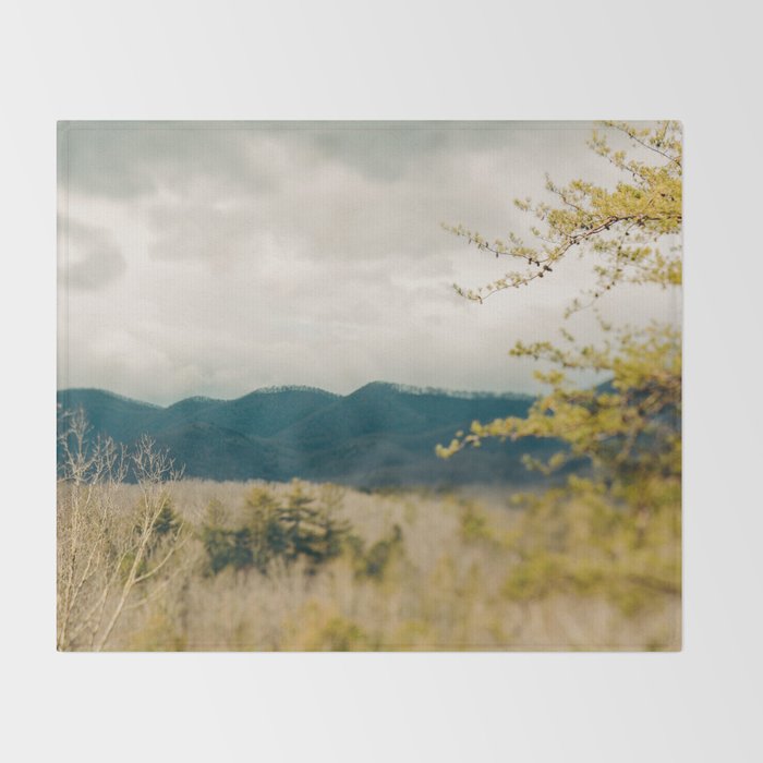 Early Spring in the Mountains north carolina blue ridge landscape photograph Throw Blanket Gallery Image 2