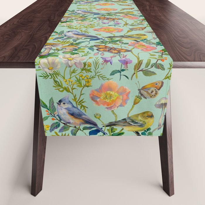 Flower Birds Garden Table Runner Gallery Image 1