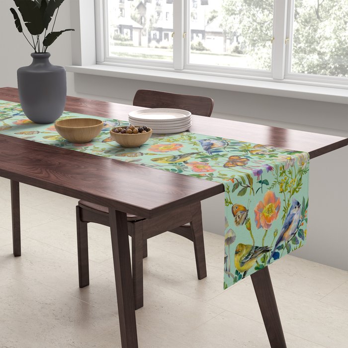 Flower Birds Garden Table Runner Gallery Image 2