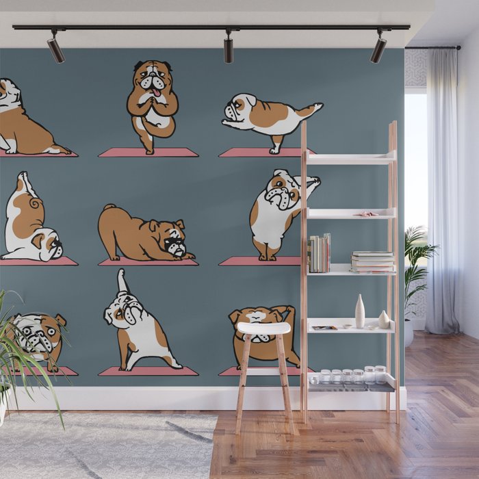 English Bulldog Yoga Wall Mural Gallery Image 1