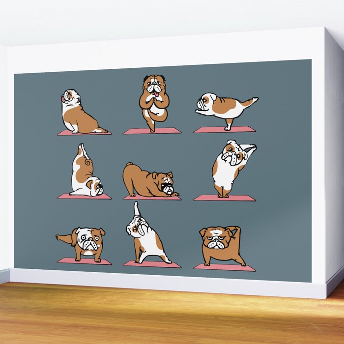 English Bulldog Yoga Wall Mural Gallery Image 2