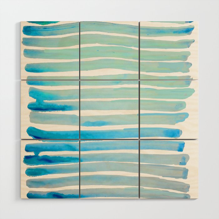 New Year Blue Water Lines Wood Wall Art Gallery Image 1