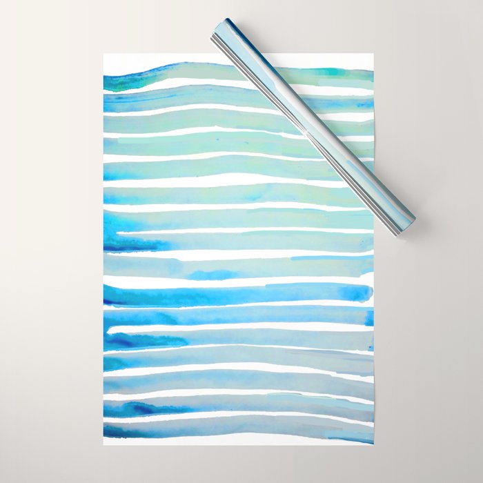 New Year Blue Water Lines Wrapping Paper Gallery Image 1