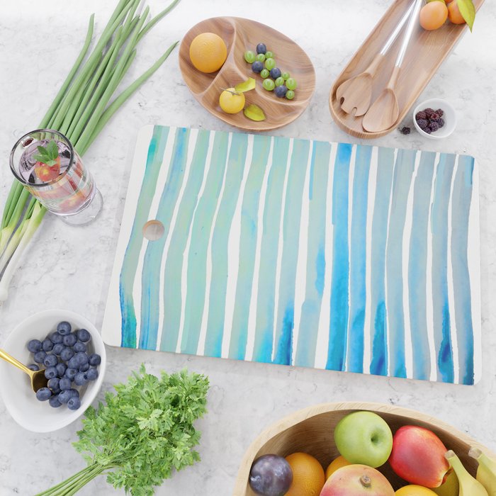 New Year Blue Water Lines Cutting Board Gallery Image 2