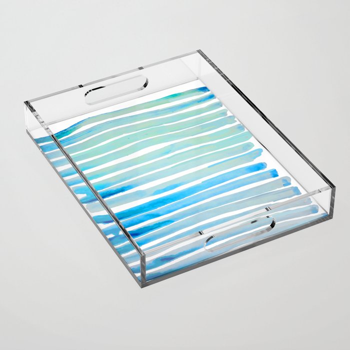 New Year Blue Water Lines Acrylic Tray Gallery Image 1