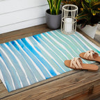 New Year Blue Water Lines Outdoor Rug Gallery Image 2