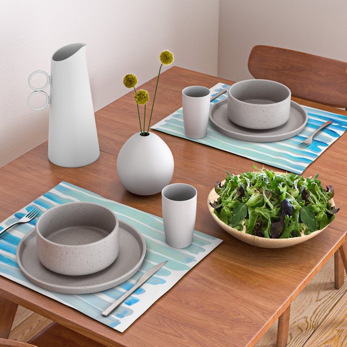 New Year Blue Water Lines Placemat Gallery Image 2