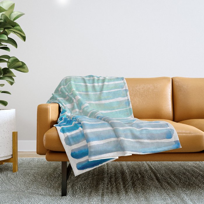 New Year Blue Water Lines Throw Blanket Gallery Image 1