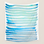 New Year Blue Water Lines Wall Tapestry Gallery Image 4