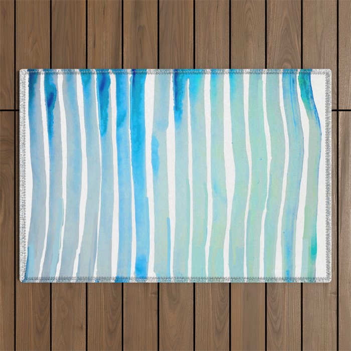 New Year Blue Water Lines Outdoor Rug Gallery Image 1