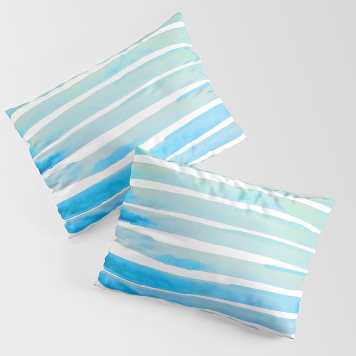 New Year Blue Water Lines Pillow Sham Gallery Image 1