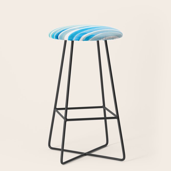 New Year Blue Water Lines Stool Gallery Image 1