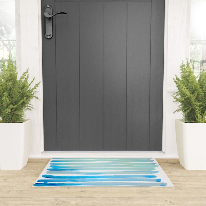 New Year Blue Water Lines Welcome Mat Gallery Image 3