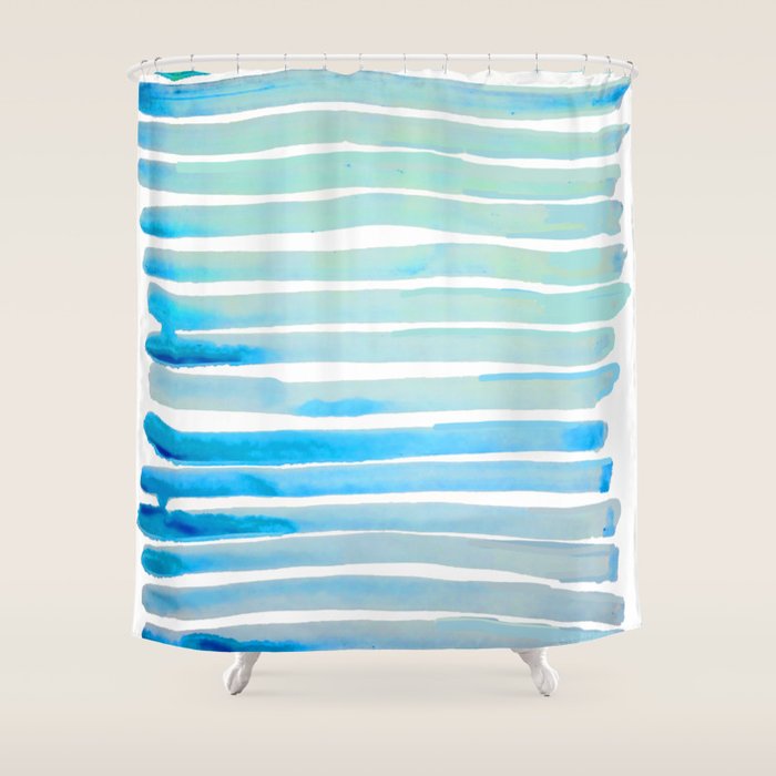 New Year Blue Water Lines Shower Curtain Gallery Image 1