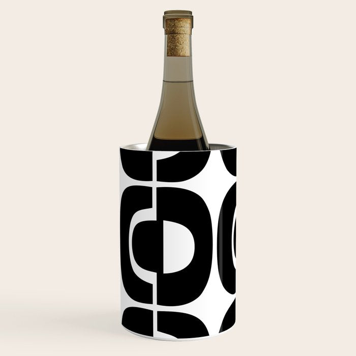 Mid Century Modern Geometric 921 Black and White Wine Chiller Gallery Image 2