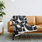Mid Century Modern Geometric 921 Black and White Throw Blanket Gallery Image 1