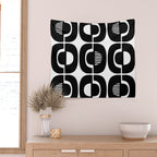 Mid Century Modern Geometric 921 Black and White Wall Tapestry Gallery Image 2