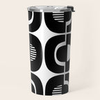 Mid Century Modern Geometric 921 Black and White Travel Mug Gallery Image 2