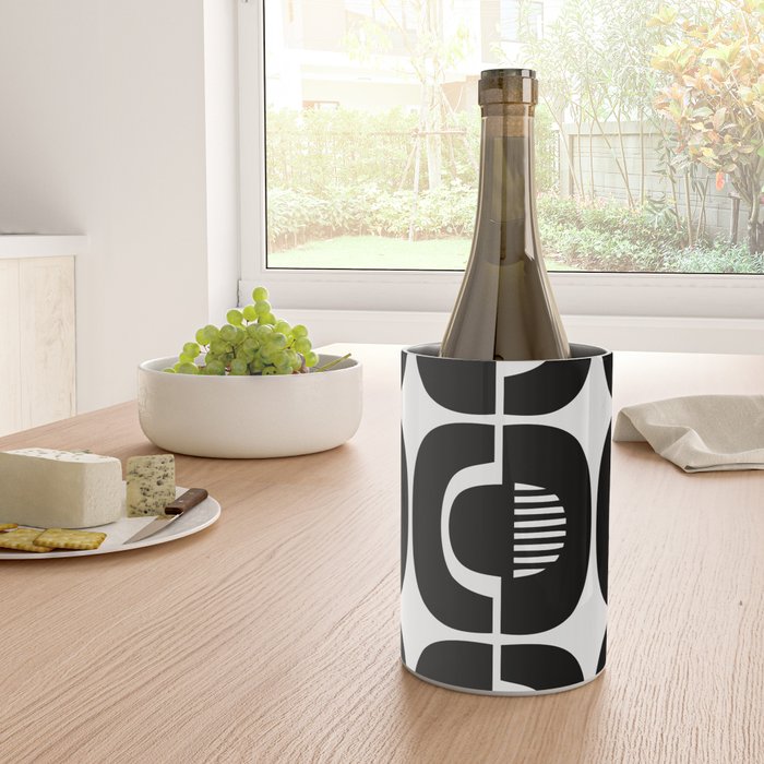 Mid Century Modern Geometric 921 Black and White Wine Chiller Gallery Image 4