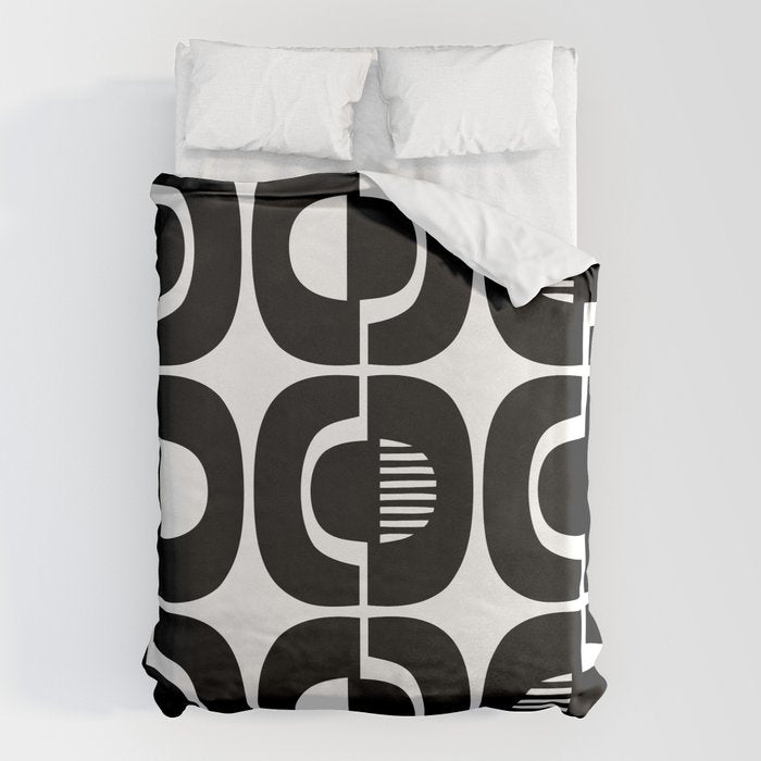 Mid Century Modern Geometric 921 Black and White Duvet Cover Gallery Image 6