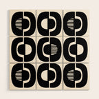 Mid Century Modern Geometric 921 Black and White Wood Wall Art Gallery Image 1