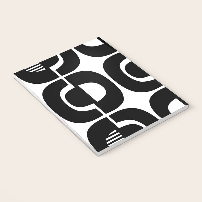 Mid Century Modern Geometric 921 Black and White Notebook Gallery Image 3