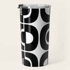 Mid Century Modern Geometric 921 Black and White Travel Mug Gallery Image 3
