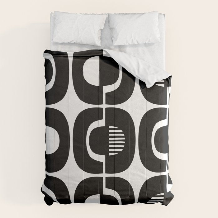 Mid Century Modern Geometric 921 Black and White Comforter Gallery Image 1