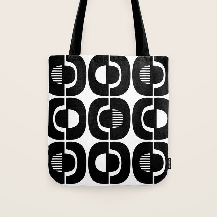Mid Century Modern Geometric 921 Black and White Tote Bag Gallery Image 1