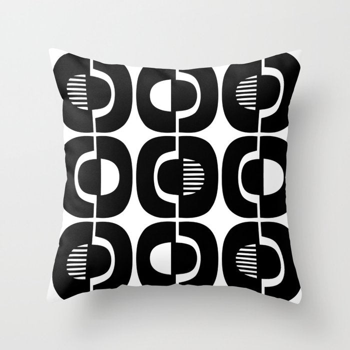Mid Century Modern Geometric 921 Black and White Throw Pillow Gallery Image 6