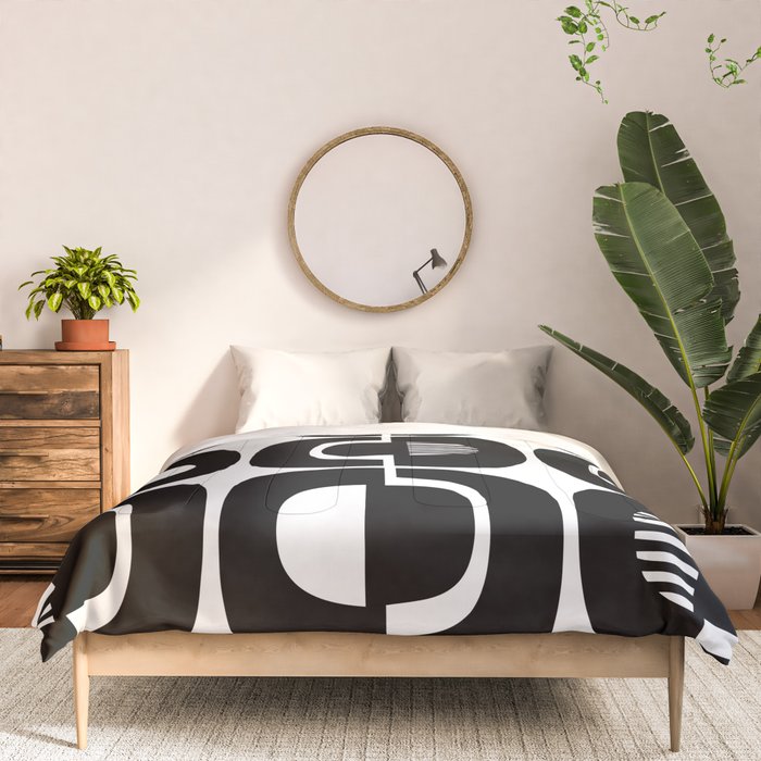 Mid Century Modern Geometric 921 Black and White Comforter Gallery Image 3