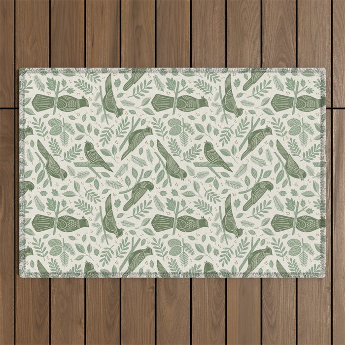 Song Birds - Green Outdoor Rug Gallery Image 1