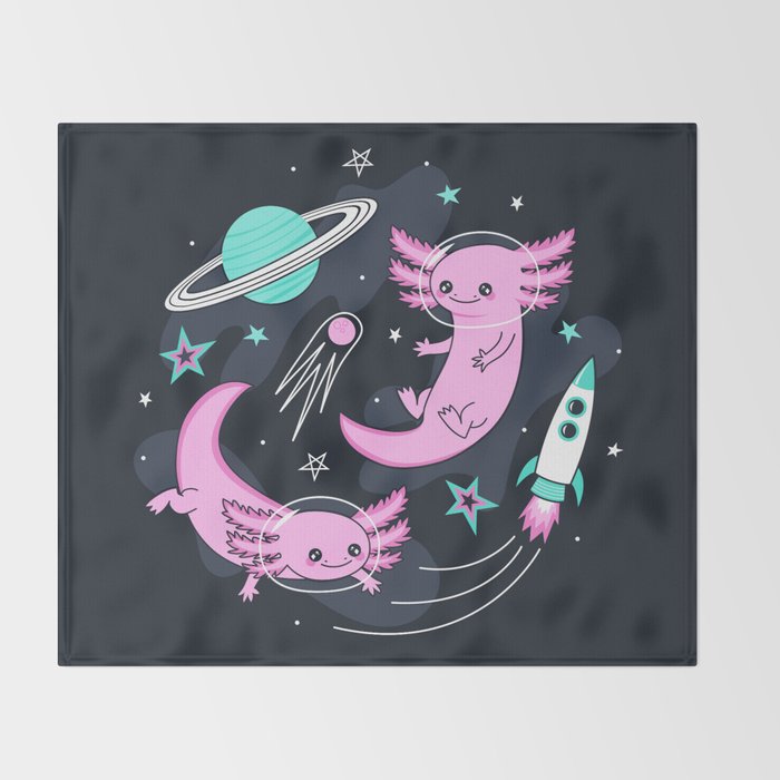 Space Axolotls Throw Blanket Gallery Image 2