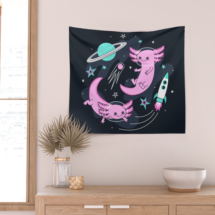 Space Axolotls Wall Tapestry Gallery Image 2