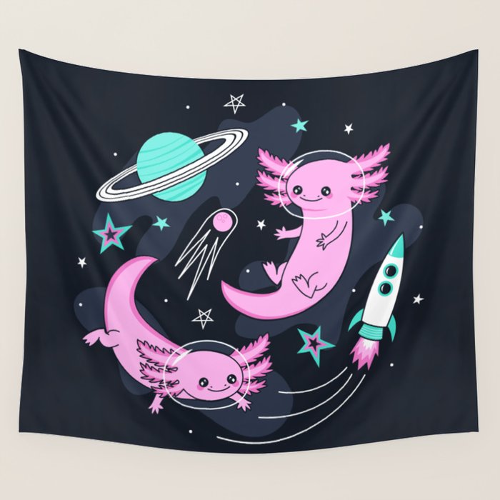 Space Axolotls Wall Tapestry Gallery Image 4