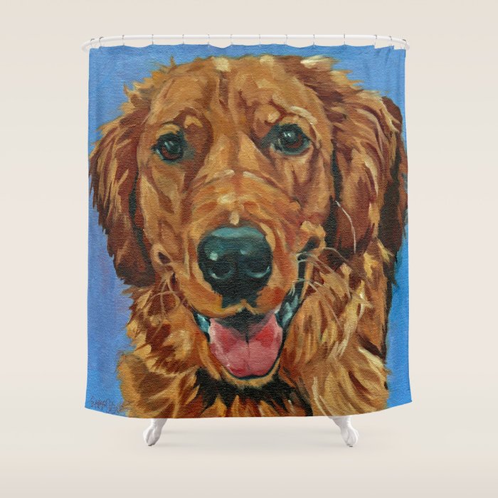 Coper the Golden Retriever Dog Portrait Shower Curtain Gallery Image 1
