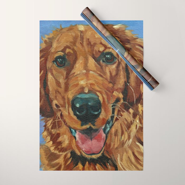 Coper the Golden Retriever Dog Portrait Wrapping Paper Gallery Image 1
