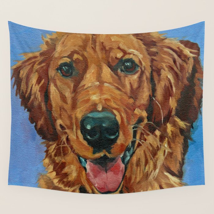 Coper the Golden Retriever Dog Portrait Wall Tapestry Gallery Image 1