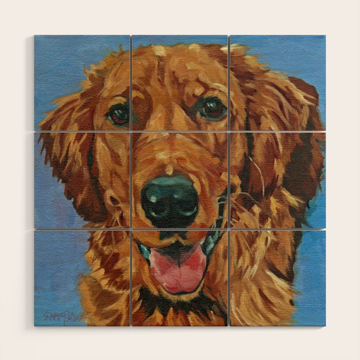 Coper the Golden Retriever Dog Portrait Wood Wall Art Gallery Image 1
