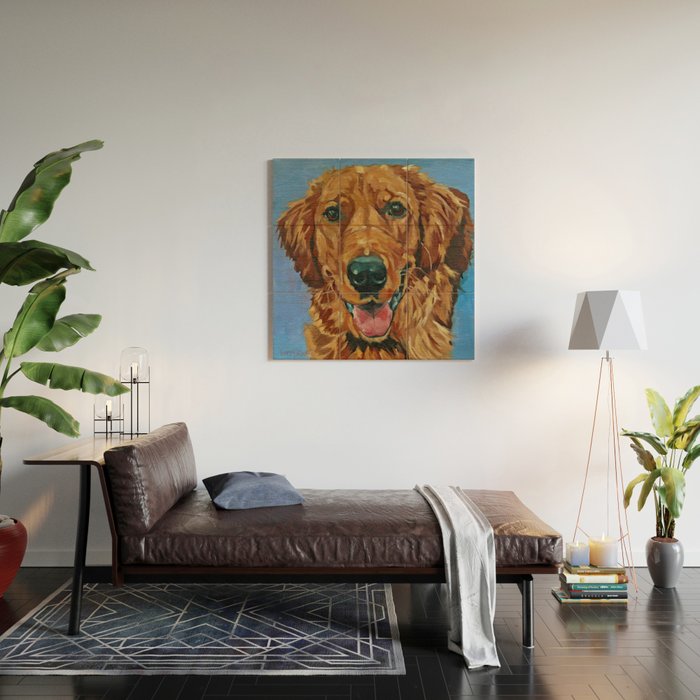 Coper the Golden Retriever Dog Portrait Wood Wall Art Gallery Image 2