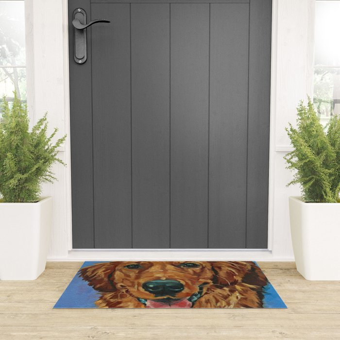 Coper the Golden Retriever Dog Portrait Welcome Mat Gallery Image 3