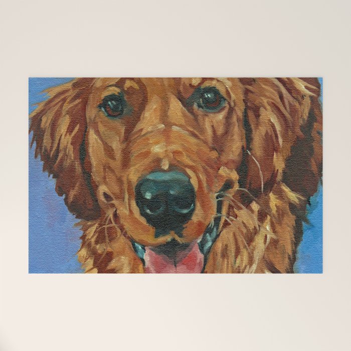 Coper the Golden Retriever Dog Portrait Welcome Mat Gallery Image 1