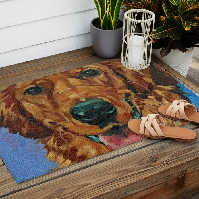 Coper the Golden Retriever Dog Portrait Outdoor Rug Gallery Image 2