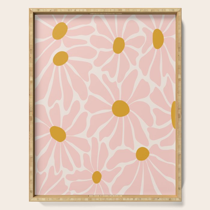 Big Groovy Flower - Light Pink Pastel Serving Tray Gallery Image 1