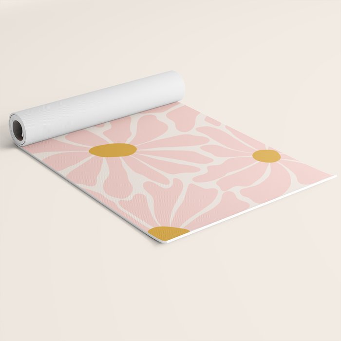 Big Groovy Flower - Light Pink Pastel Yoga Mat Gallery Image 2