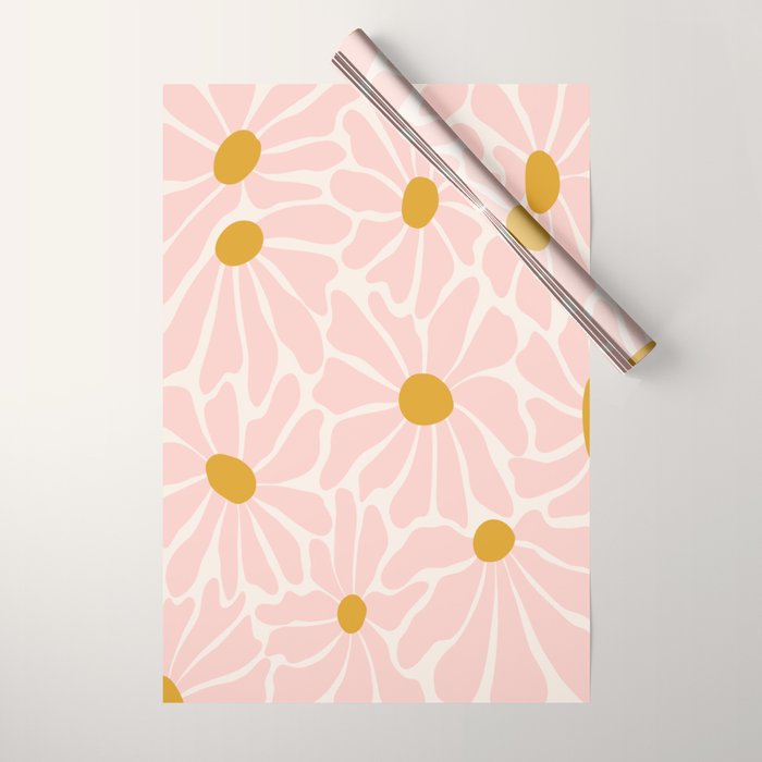 Big Groovy Flower - Light Pink Pastel Wrapping Paper Gallery Image 1