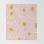 Big Groovy Flower - Light Pink Pastel Throw Blanket Gallery Image 2
