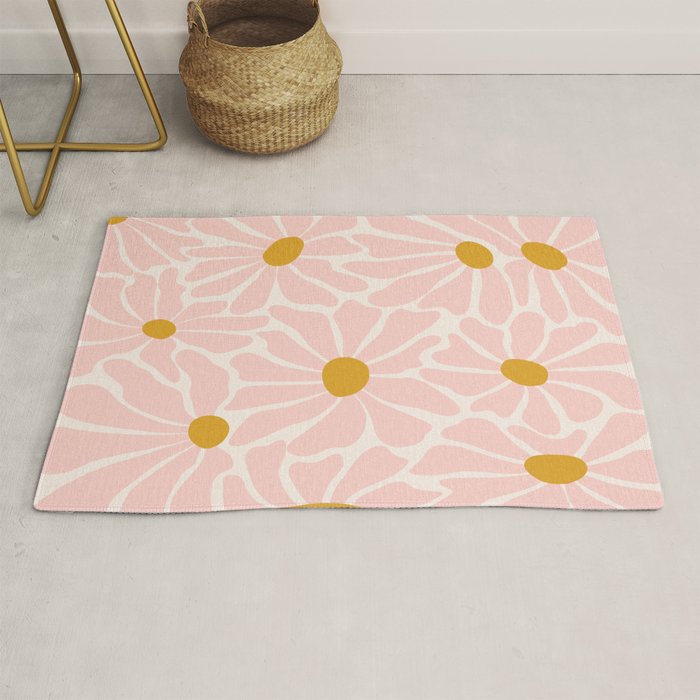 Big Groovy Flower - Light Pink Pastel Rug Gallery Image 1