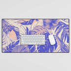 Blue and pink leafy jungle J Desk Mat Gallery Image 1