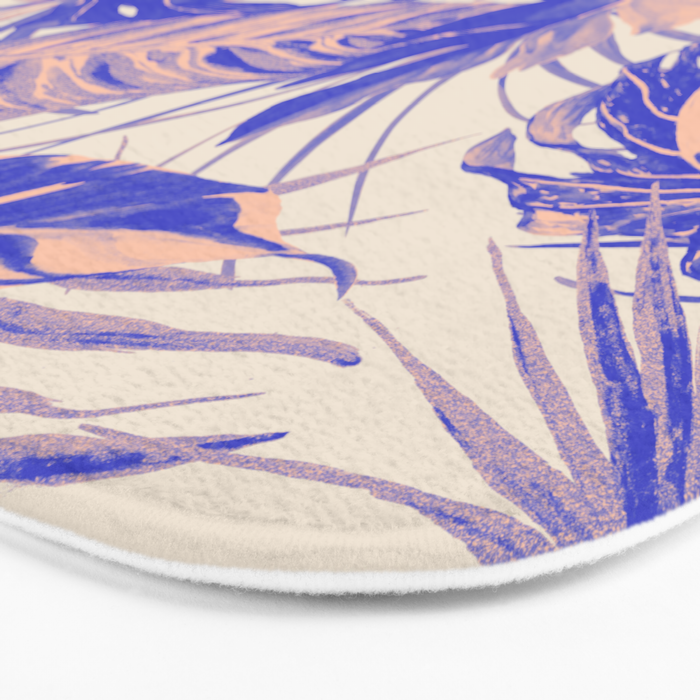 Blue and pink leafy jungle J Bath Mat Gallery Image 3